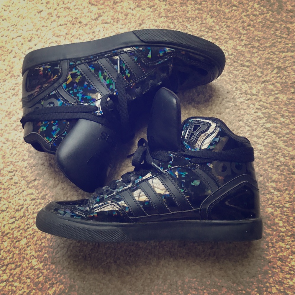 Adidas Black Iridescent Speckle High Tops Like New